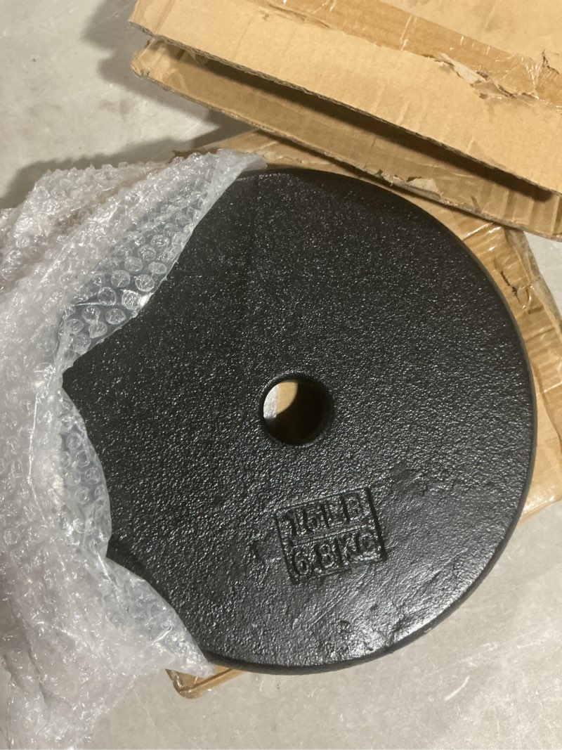 Condition photo showing Good Condition for yes4all standard weight plates, 1-inch cast iron barbell weights, wide range 5–40 lb, ideal for strength training & workout routine, available in single, pair & set of 4 15lb 1-inch center