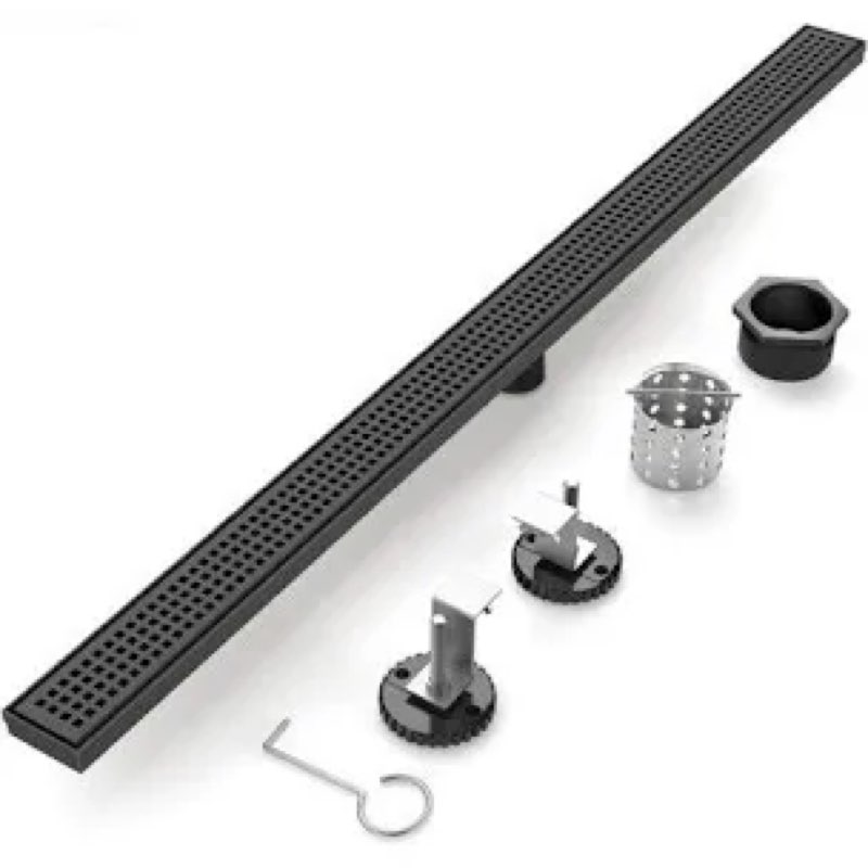 ebyte linear shower drain, 48 inch matte black 304 stainless steel shower drain with tile insert pan
