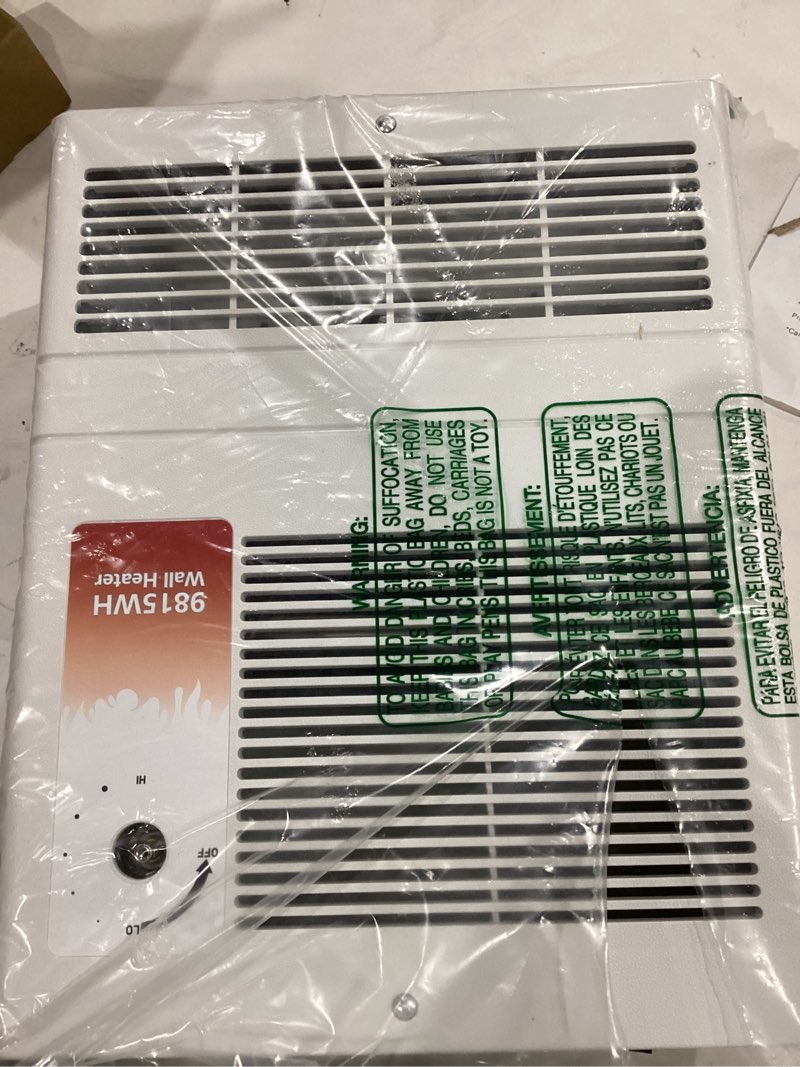 Condition photo showing As Is for 9815WH High-Capacity Electric Wall Heater - 1500W 120/240V Built-in adjustable thermostat, White Heater for Home, Kitchen, Bathroom & Laundry Room etc