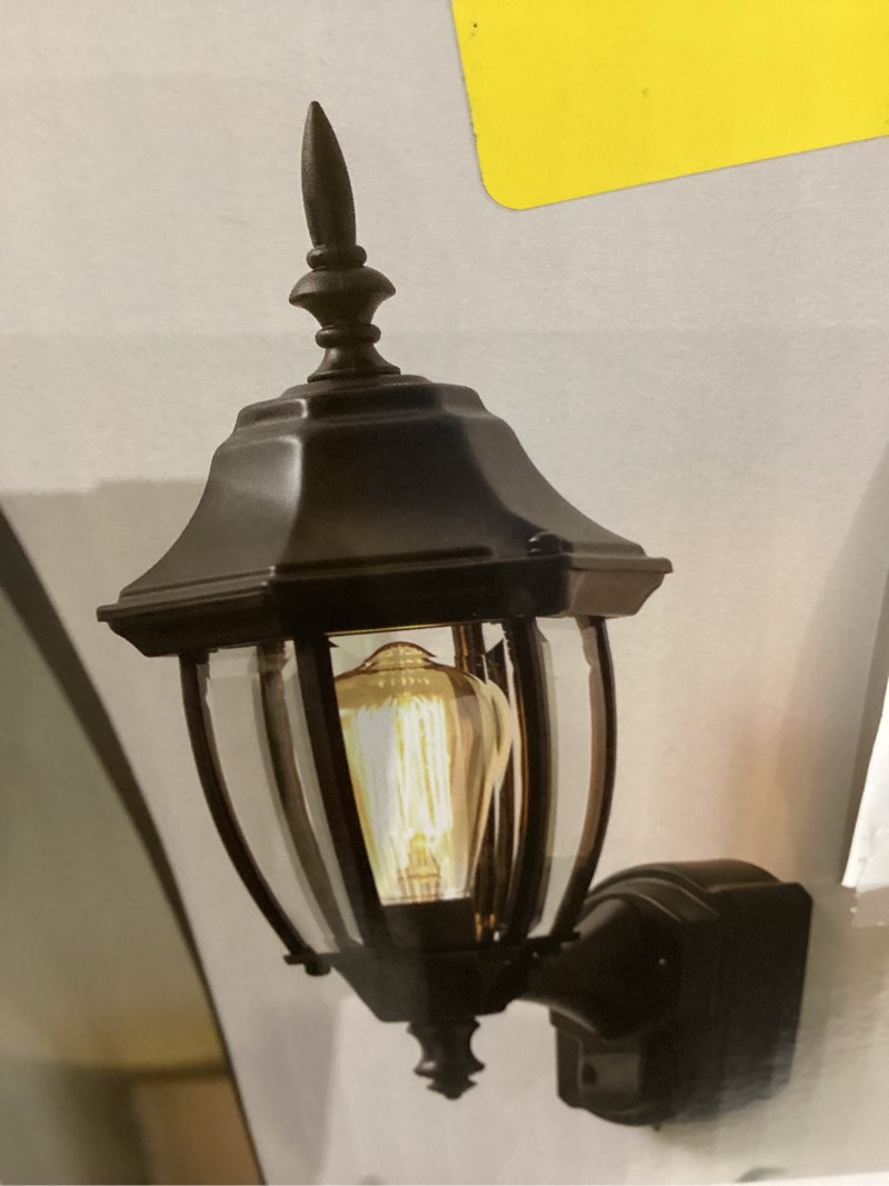 secure home alexandria 18.5-in h black motion activated outdoor wall light