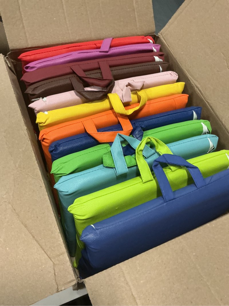 Condition photo showing Good Condition for sawysine 12 pcs floor cushions classroom flexible floor seating with handle for kids in home school classroom kindergarten daycare nursery (classic color,square) classic color square
