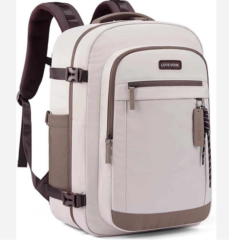 lovevook travel backpack for women, 40l carry on backpack flight approved, tsa personal item travel bag fits 17 inch laptop, business weekender overnight waterproof daypack with 2 cubes