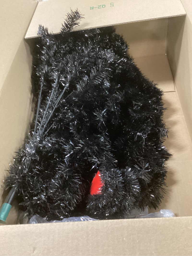 Condition photo showing Good Condition for KTKDE 6ft Artificial Black Christmas Tree Outdoor Black Halloween Tree Decorations with 1005 Tips Led String Lights Pencil Christmas Tree Indoor Holiday Office Party Decorations Black 6ft