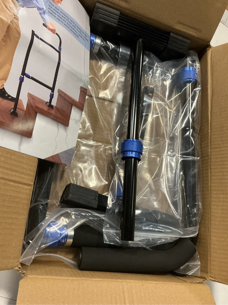 Condition photo showing Good Condition for height & width adjustable stair assist cane for seniors, customizable to fit most indoor/outdoor steps, wide anti-slip base, professional stair climbing assist cane for sore knees & post-surgery