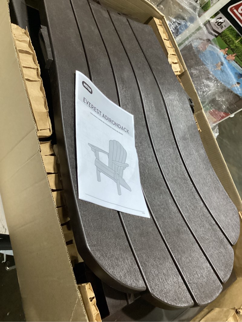 Condition photo showing Good Condition for keter kiawah adirondack chair, weather?resistant resin outdoor patio chair, ergonomic design, all?weather seating for garden, deck & backyard, deep brown
