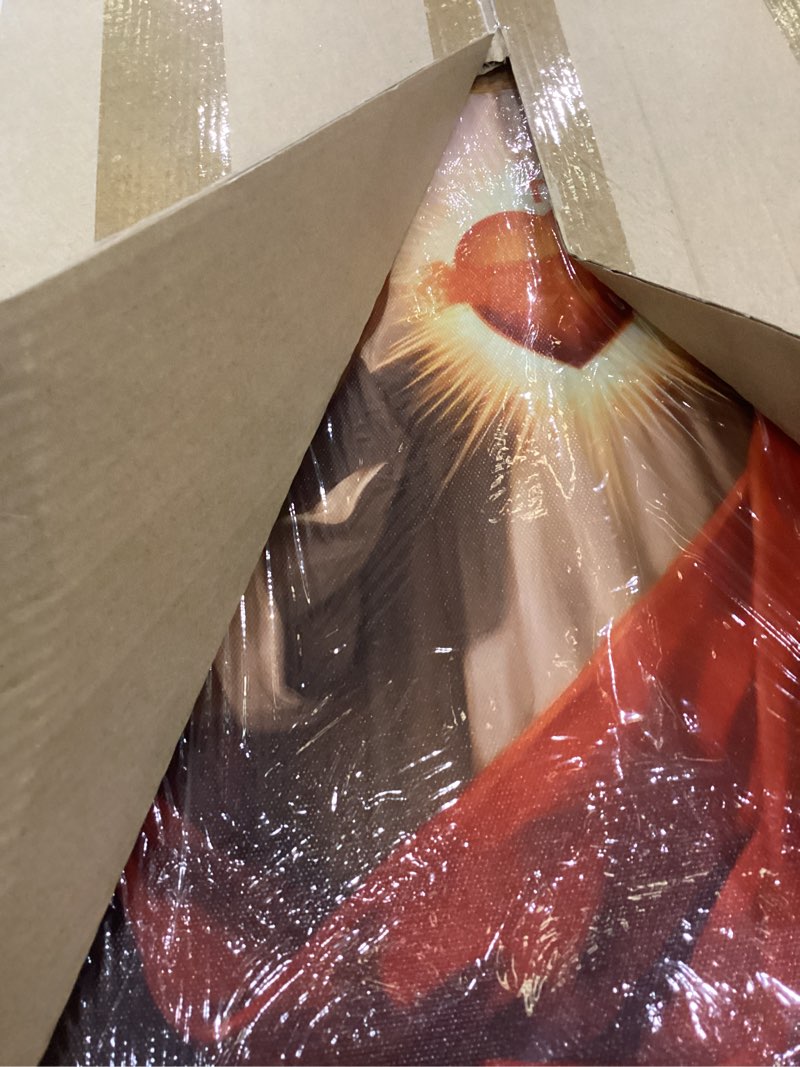 Condition photo showing Good Condition for Jesus Sacred Heart Christian Wall Art, Divine Mercy Canvas Paintings Prints Posters Wall Decor, Christ Jesus Portrait Home Decor for Living Room Dining Room Prayer Room Decor 12x16 in Framed Sacred Heart of Jesus 16"L x 12"W