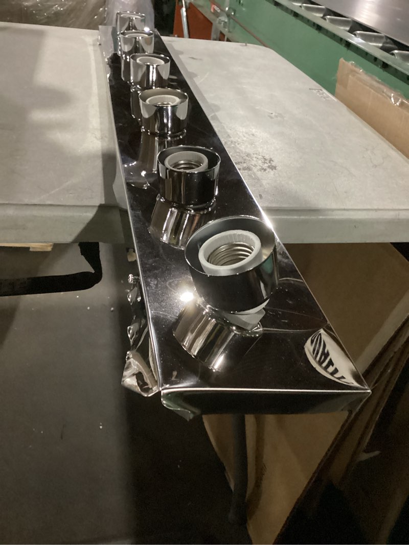 Condition photo showing As Is for Design House Vanity Lights, 6 Linear Lights, Dimmable, Horizontal or Vertical Use, Uses (6) 60W Bulbs, For Bathroom/Makeup Vanity, Polished Chrome, 36.0 in. L x 4.33 in. H x 2.0 in. D, 500942 Polished Chrome 6 Lights