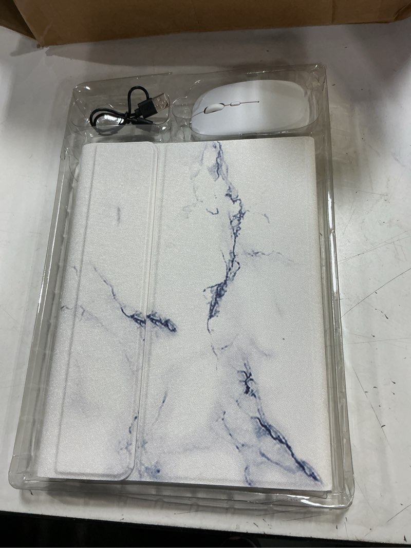 Condition photo showing Good Condition for keyboard case for samsung galaxy tab s10 fe/s10 lite/s9 fe 10.9? 2025/galaxy tab s9 11 inch 2023, mouse and detachable bluetooth backlit keyboard, folio cover with pen holder (white marble)