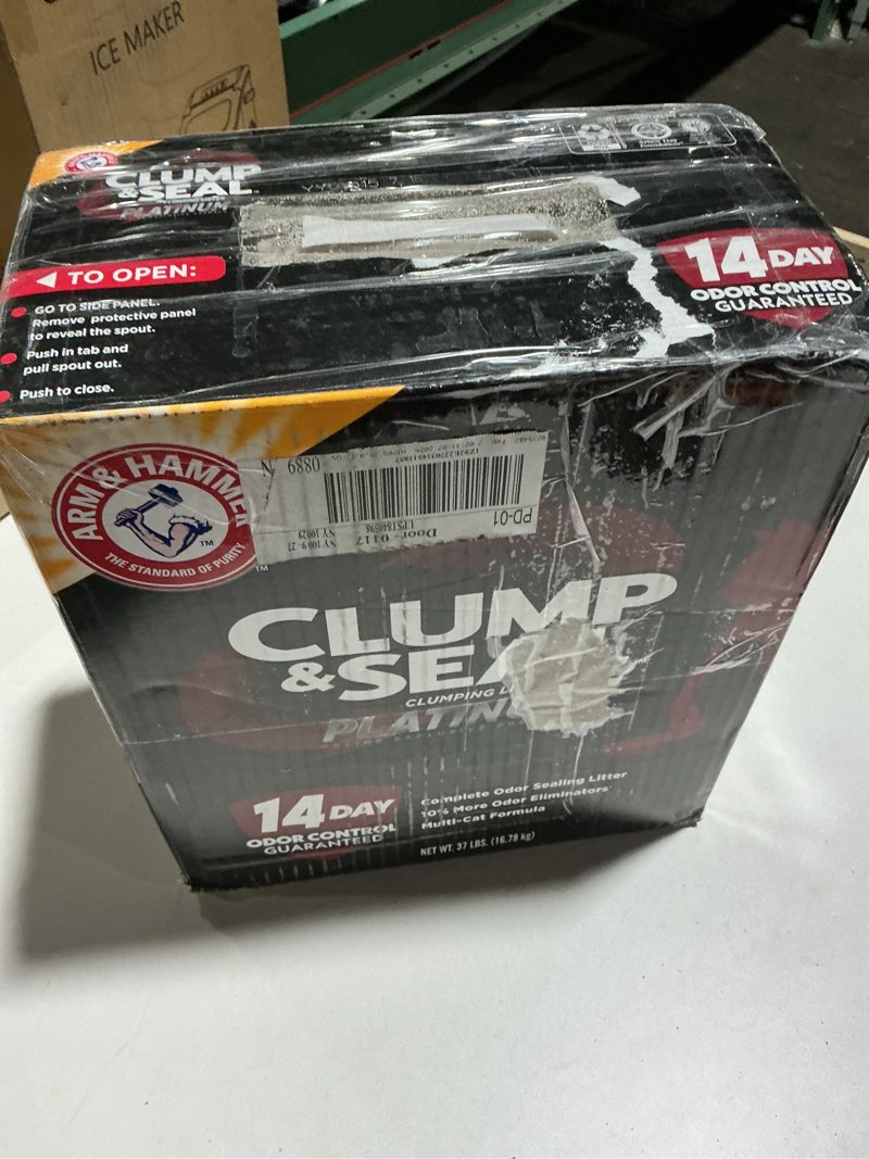 Condition photo showing As Is for ARM & HAMMER Clump & Seal Platinum, Complete Odor Sealing Clumping Cat Litter, Multi-Cat, 14-Day Odor Control, Online Exclusive Formula, 37 Lbs