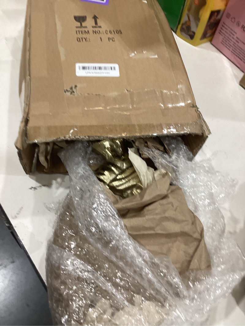 Condition photo showing New/Like New for Elegant Gold Knot 9.5 x 7.5 Decorative Vase - Modern Abstract Metal Flower Holder for Home Decor, Bookshelf, Table Centerpiece