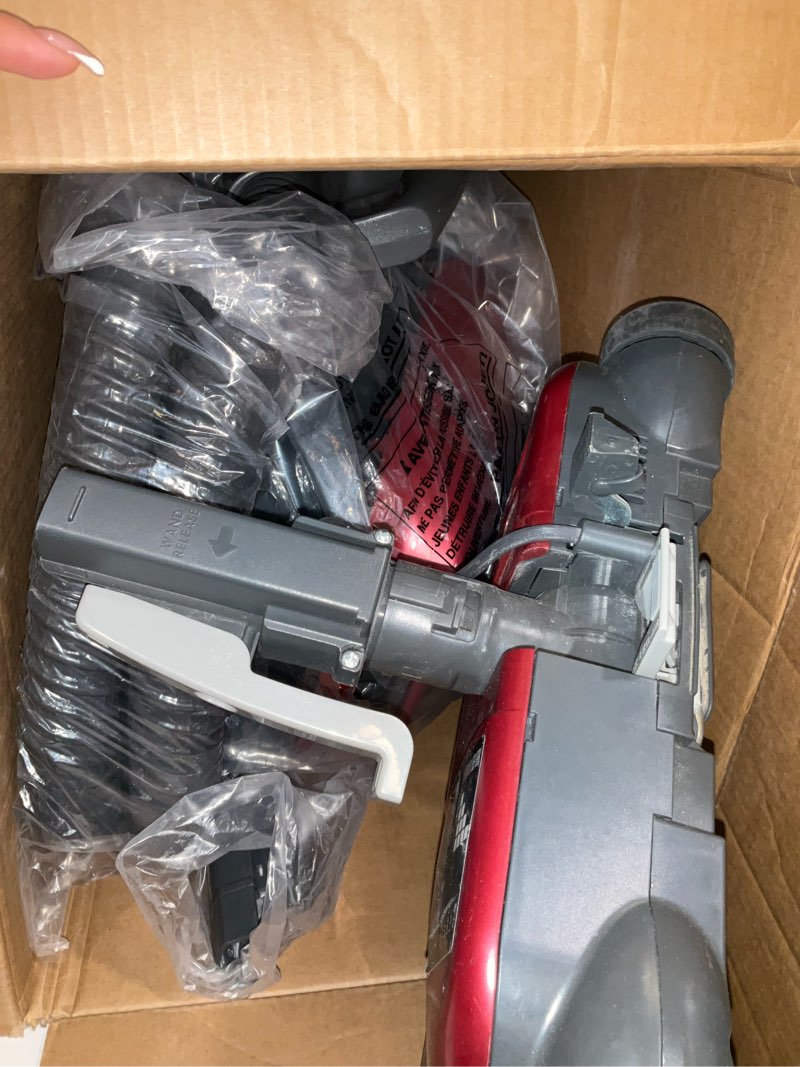 Condition photo showing As Is for kenmore 81414 400 series vacuum cleaner- canister - bagged - red