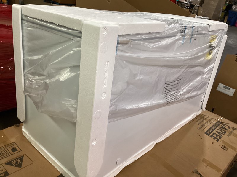 Condition photo showing New/Like New for large chest freezer, 16.0 cu.ft deep freezer freestanding top door freezer with 8 adjustable thermostat (-11.2°f to 10.4°f) and removable basket, universal wheels, manual defrost for garage, white