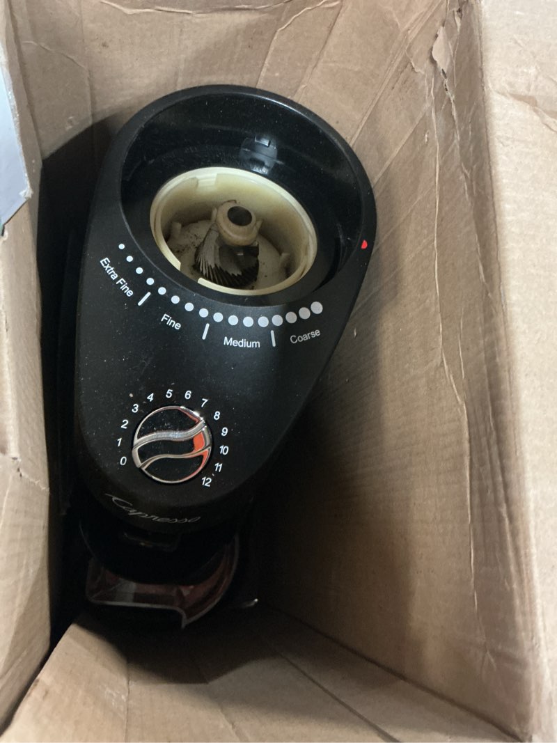 Condition photo showing As Is for capresso - infinity plus 4-oz. conical burr coffee grinder - black