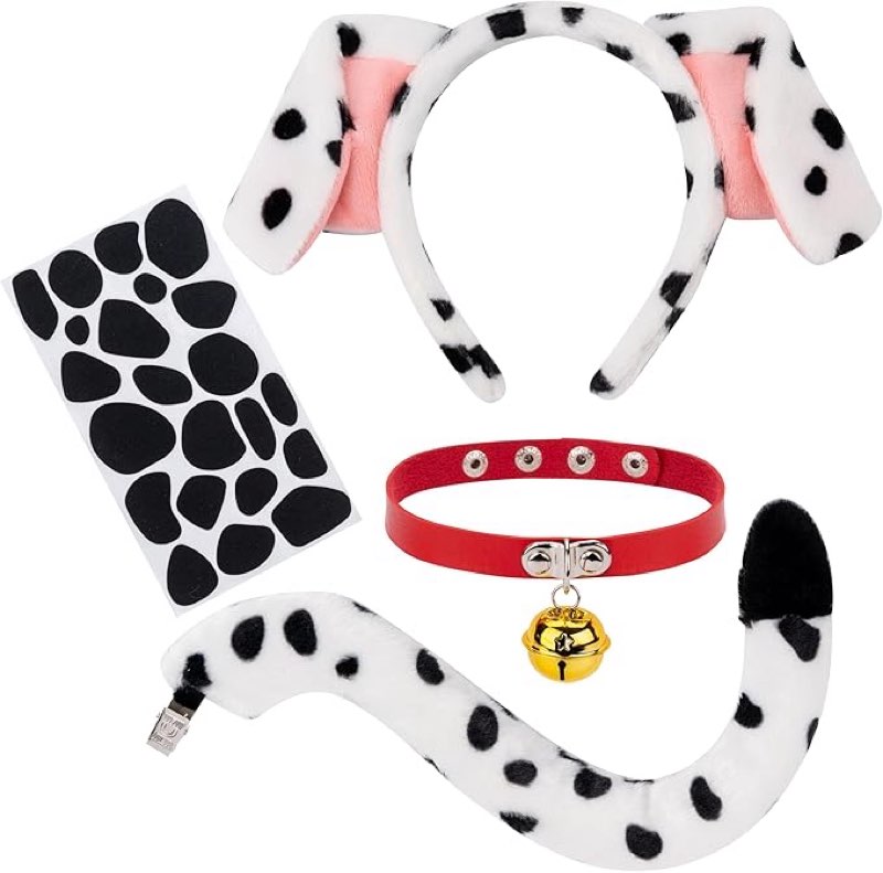 dalmatian ears headband dog costume accessories dog tail choker felt sticker adult halloween party dress up