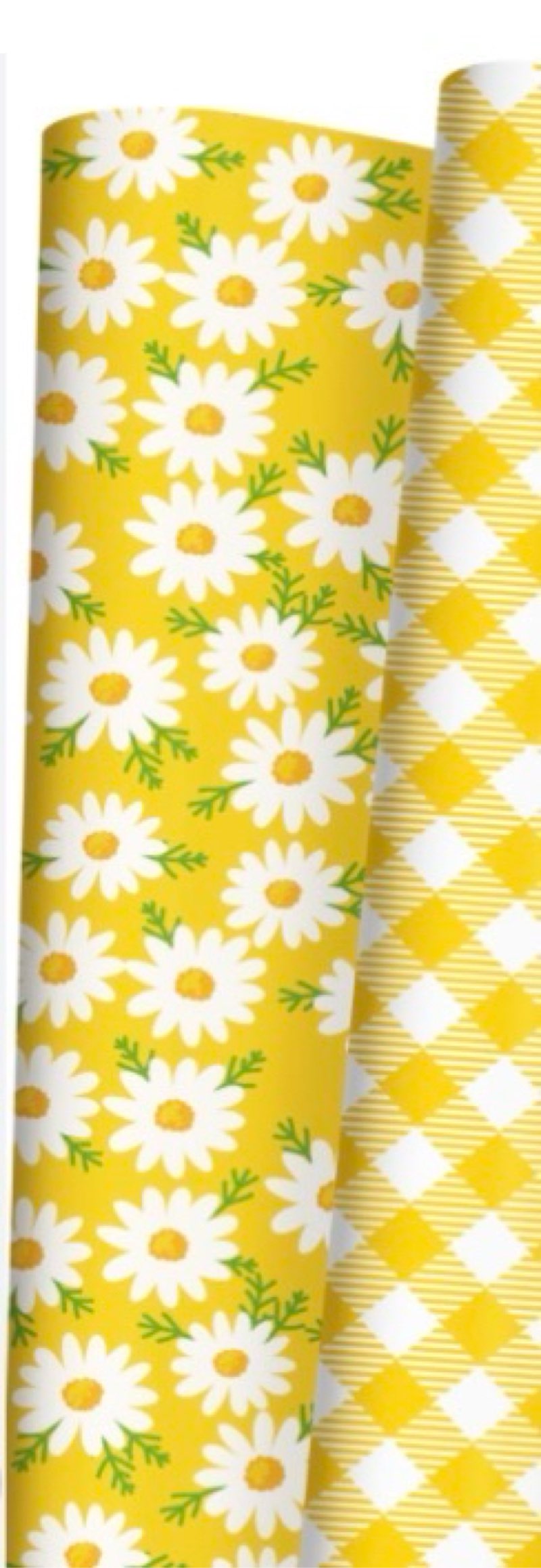 LaRibbons Easter Floral Wrapping Paper Jumbo Roll-30 Inch X 33 Feet, White Daisies on Yellow Design,