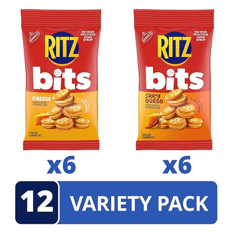 (defeated ))RITZ Bits Cheese and Spicy Queso Cheese Sandwich Crackers Variety Pack, Snacks for Kids and Adults, Lunch