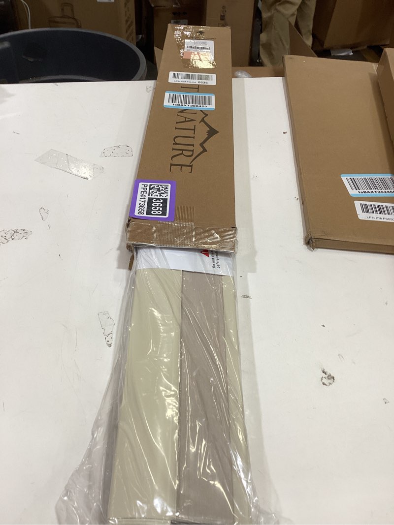 Condition photo showing Good Condition for no drill cellular shades for indoor windows, thermal insulating & noise reducing honeycomb blinds, free stop cordless blackout shades, beige, 21" w x 64" h 21"w x 64"h beige(blackout)