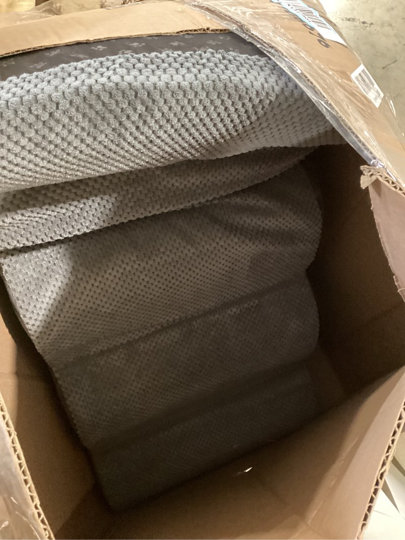 Condition photo showing Good Condition for DUMOS Dog Stairs Ramp for Small Dogs and Cats, 5-Step Curved Pet Dog Steps with High-Density Foam for Puppy and Older Cats, Indoor Non-Slip Pet Ladder Ramp Stairs for Couch, High Beds, Sofa, Car, Grey Grey 5 Round-22.83"H