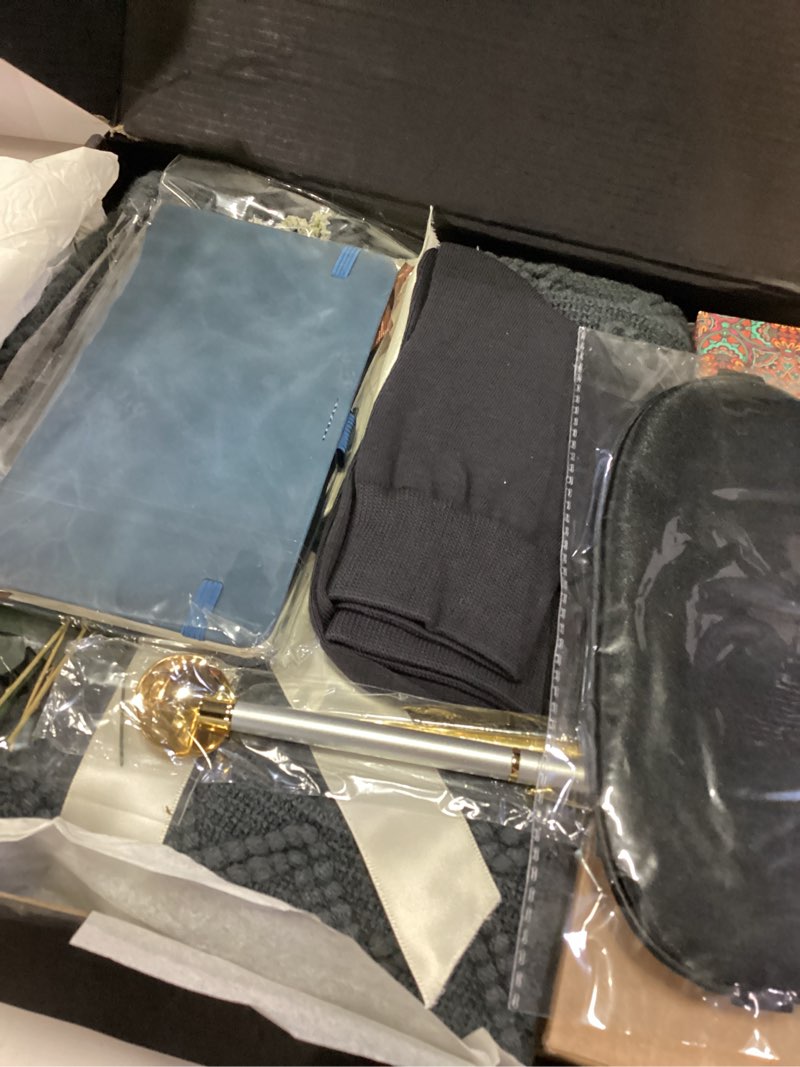 Condition photo showing New/Like New for get well soon gift baskets for men&women- self care package/brithday - after surgery recovery, sympathy gifts for loss, thinking of you/grief/bereavement/miscarriage gifts (grey & navy blue)