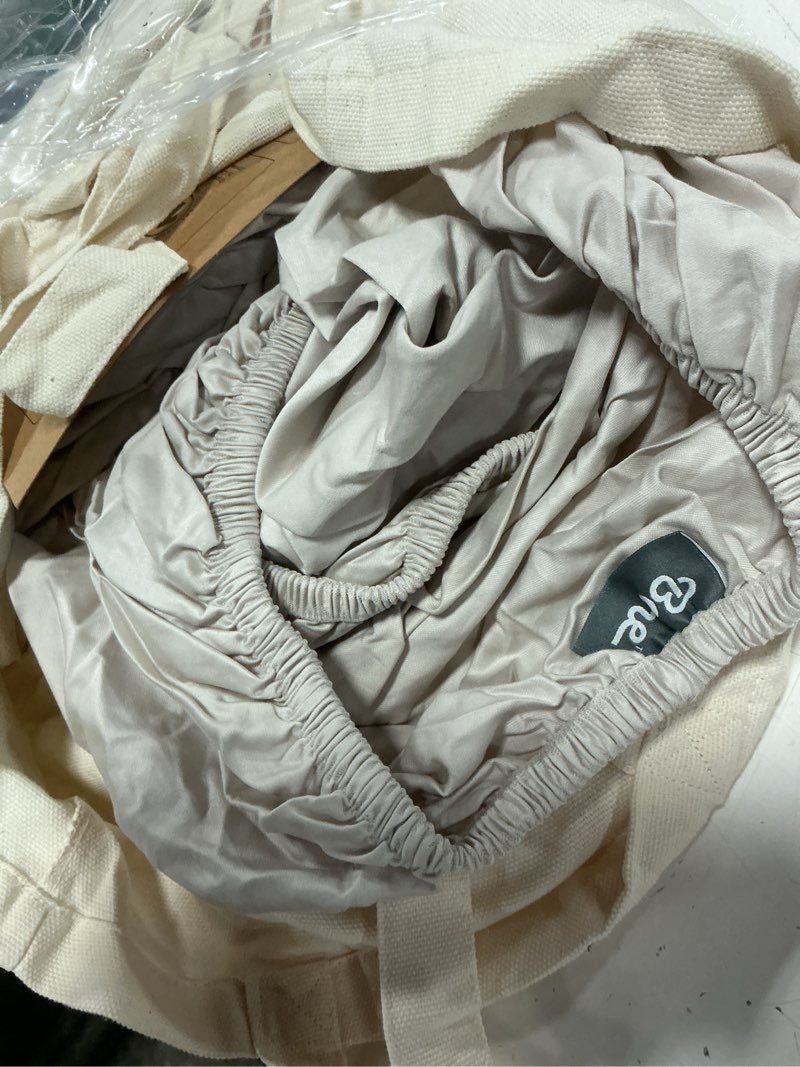 Condition photo showing Good Condition for bare home 100% organic cotton sateen fitted sheet (queen, french beige) | 100% organic cotton, smooth sateen weave, 400 thread count, breathable & cooling, durable, deep pockets 6 to 15 inches