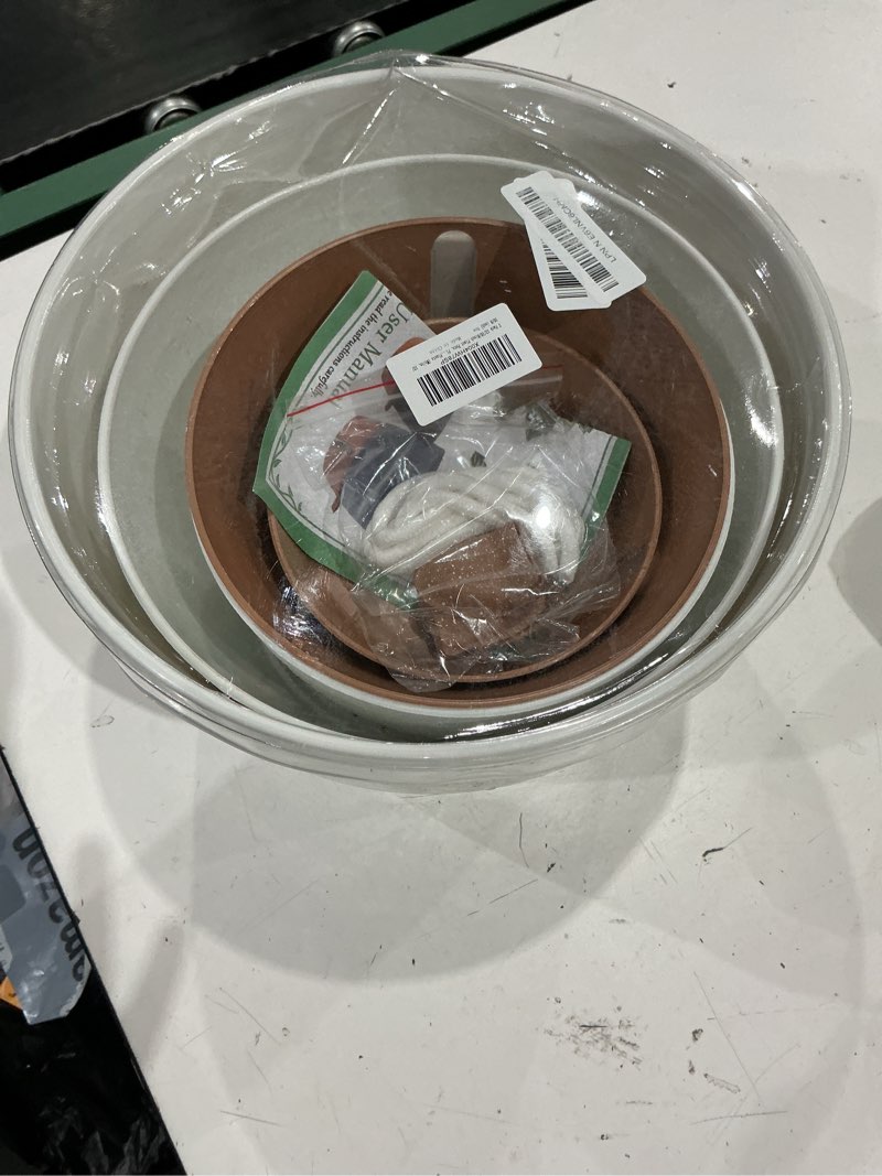 Condition photo showing Good Condition for 8/10/12 inch self watering pots for indoor/outdoor plants - large plastic planter with drainage holes, water level indicator & deep reservoir, modern decorative flower pots (white) white 8/10/12 inch