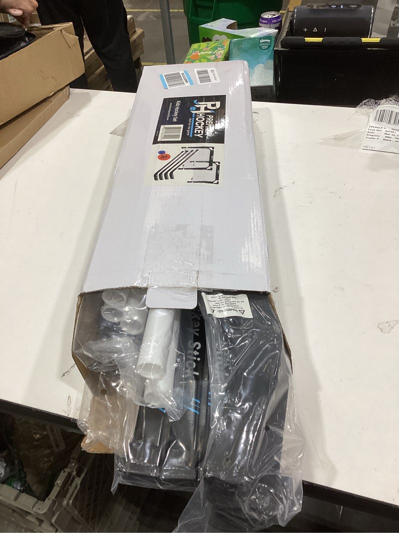 Condition photo showing New/Like New for Premier Sports - Kids Hockey Set – (4) Sticks, (2) Mini Goals, (1) Foam & (1) Standard Balls – Complete Beginner Set for Ages 3-9