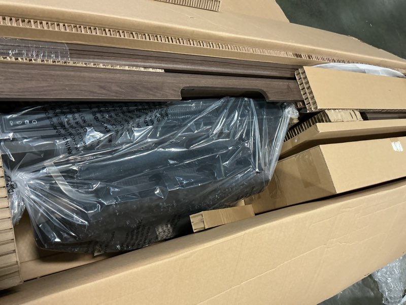 allen + roth 72-in w brown walnut tv stand with infrared quartz flat wall