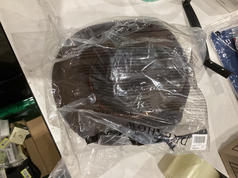 Condition photo showing New/Like New for DRESHOW Cowboy Hat for Women and Men Wide Brim Western Cowboy Cowgirl Hat with Belt Buckle Unisex Rolled up Caps 1 Pc Style 9: Deep Coffee Medium