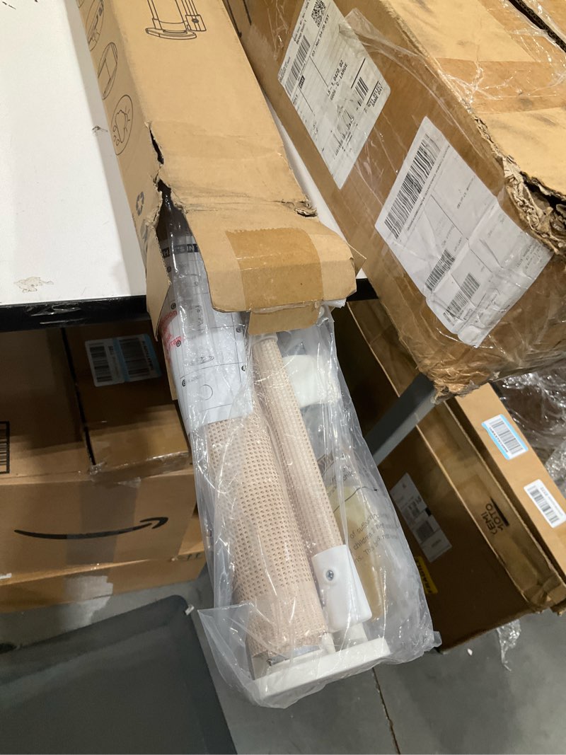 Condition photo showing Good Condition for retractable baby gate for stairs, 55" wide mesh dog gate indoor, 34" tall child gate for doorways, hallways, deck, indoor outdoor pet baby safety essentials for home, beige beige 34" tall x 55" wide