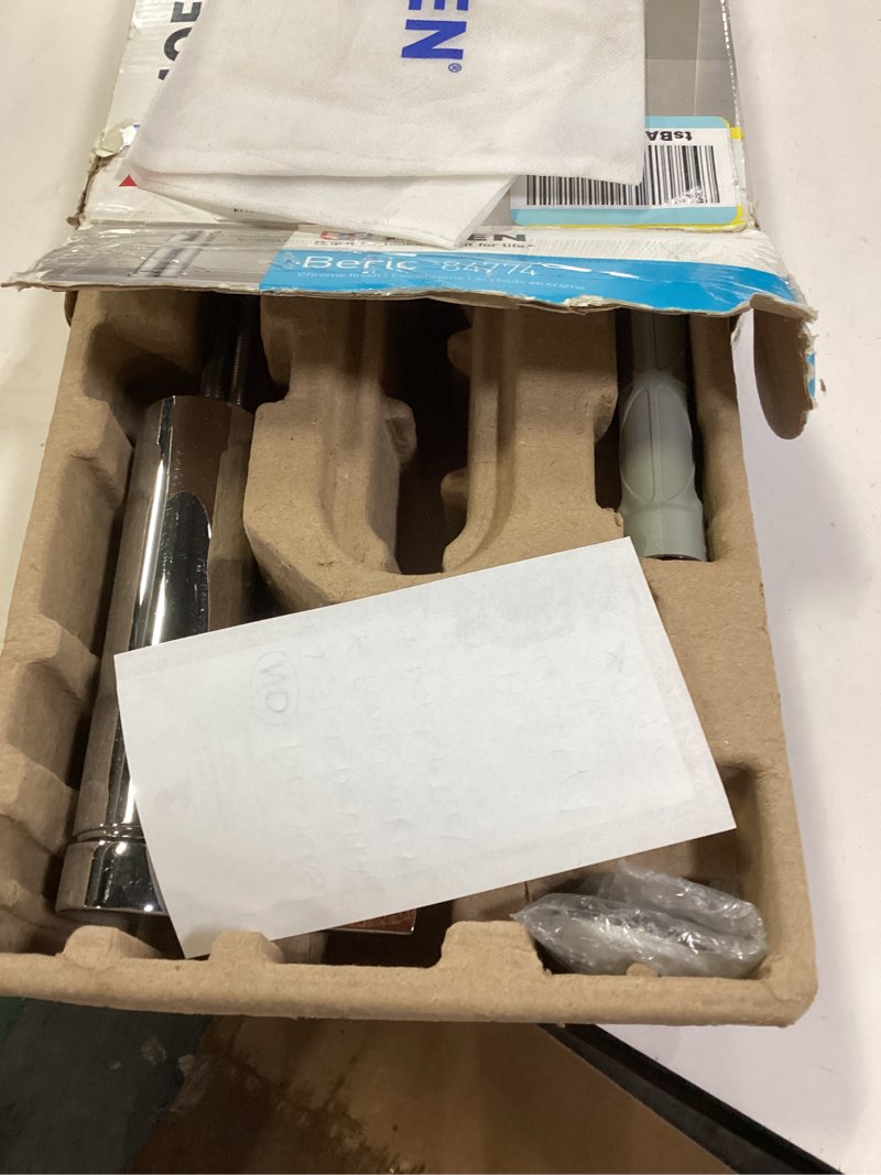 Condition photo showing New/Like New for Moen Beric Chrome Modern One-Handle Single Hole Bathroom Faucet with Drain Assembly and Optional Deckplate for your Bath Sink, 84774