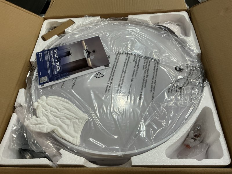 Condition photo showing Good Condition for depuley retractable ceiling fans with lights: 42 inch modern fandelier ceiling fan with light remote & app control - white dimmable led chandelier fan invisible blades reversible for living room white 42 inch