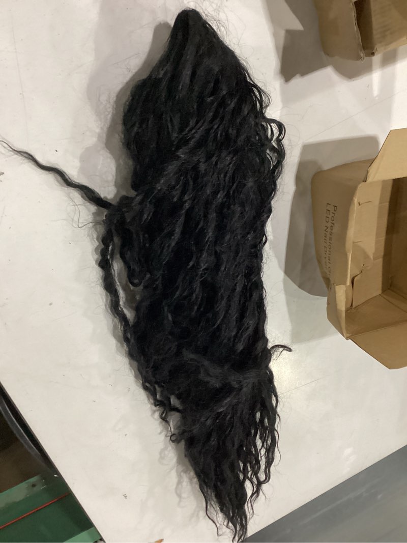Condition photo showing New/Like New for maryling deep water wave half wig 3 in 1 wear and go headband wig drawstring seamless flip over deep curly half wigs beginner friendly half wig for black women natural black 26 inch 26 inch black
