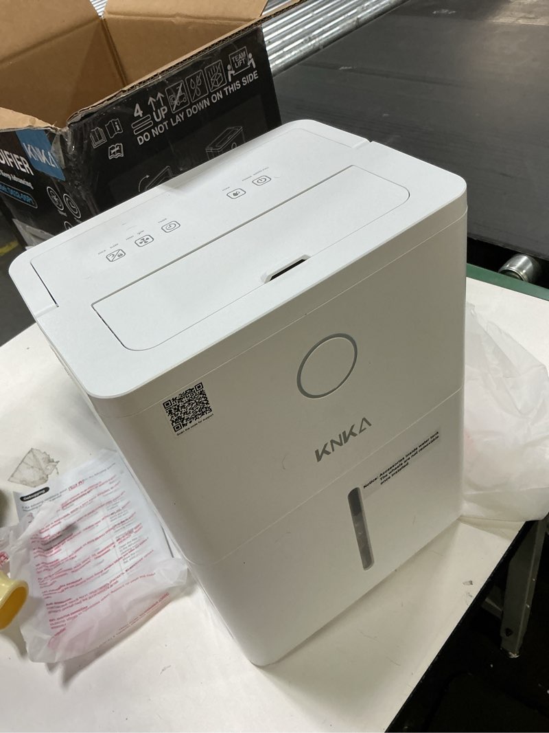 Condition photo showing New/Like New for KNKA 1600 sq.ft Dehumidifier for Basement, 21 Pint Dehumidifiers for Home with Drain Hose, Continuous Drainage, Washable Filter, Intelligent Humidistat for Bedroom, Bathroom, Large Room Max 21 Pints