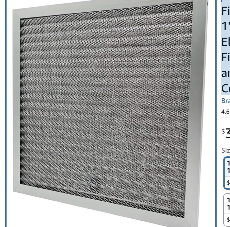 Washable Air Filter(12" x 12" x 1"), Aluminum Electrostatic Air Filter for Furnace and Central Air Conditioner