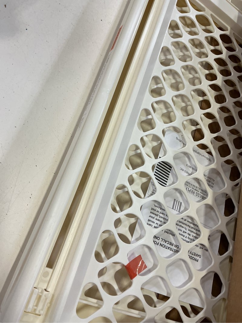 Condition photo showing Good Condition for toddleroo by north states 42” wide supergate ergo baby gate, made in usa: for doorways or stairways. includes wall cups. pressure or hardware mount. 26” - 42” wide (26" tall, ivory) (b0065adp4c)