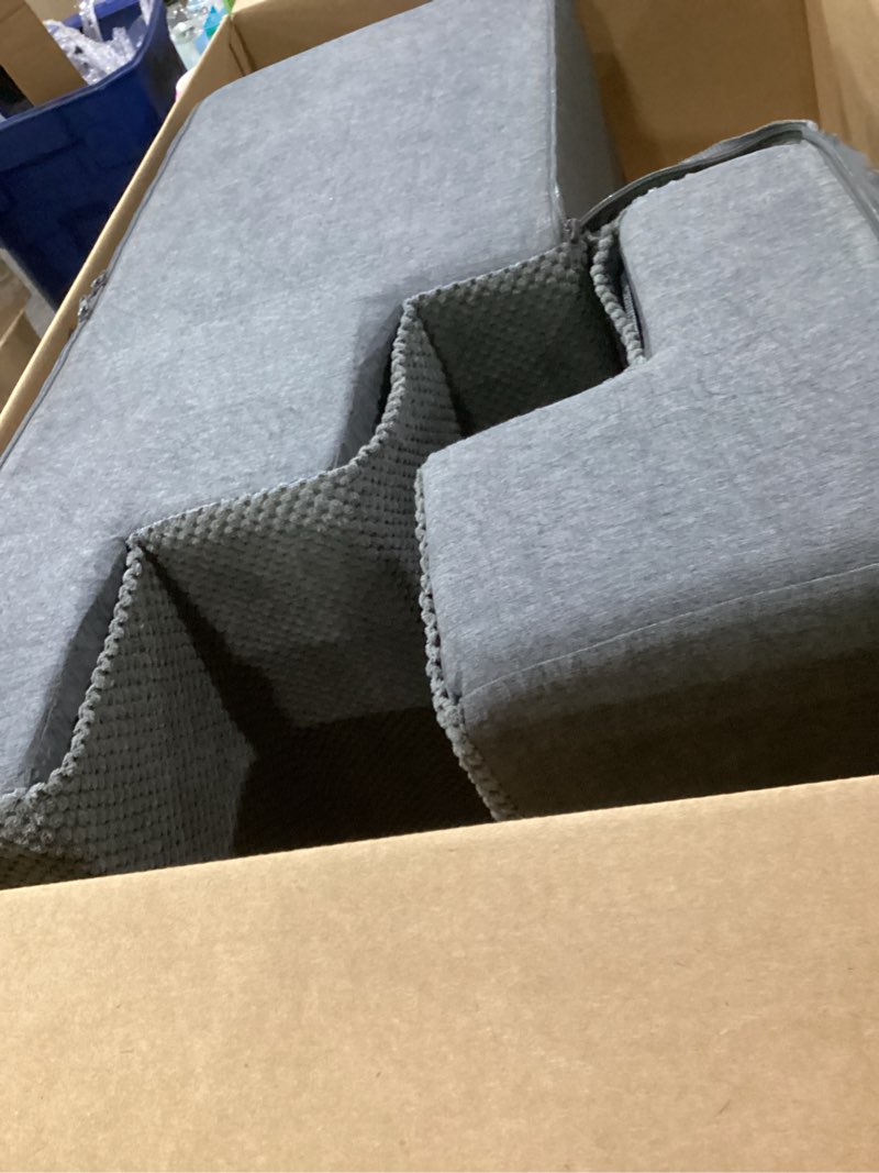 Condition photo showing As Is for damaged eheyciga dog stairs for high bed 22.5\" h, 5-step dog steps for bed, pet steps for small dogs and cats, non-slip balanced pet ramp indoor, grey grey 5 standard 15.7\" x 30\" x 22.5\"