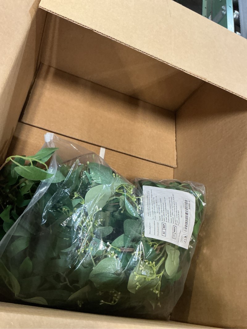 Condition photo showing Good Condition for Fake Greenery Garlands Artificial Silver Dollar Eucalyptus Garland in Grey Green and Willow Twigs Garland Intertwined Together for Rustic Wedding Arch Swag Doorways Table Runner Decoration