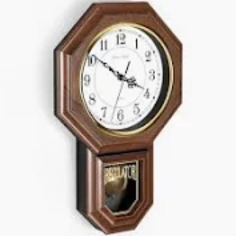 Classic Antique Mini Pendulum Wall Clock, Wood Simulated Vintage Bronze Texture, Non Ticking Silent 