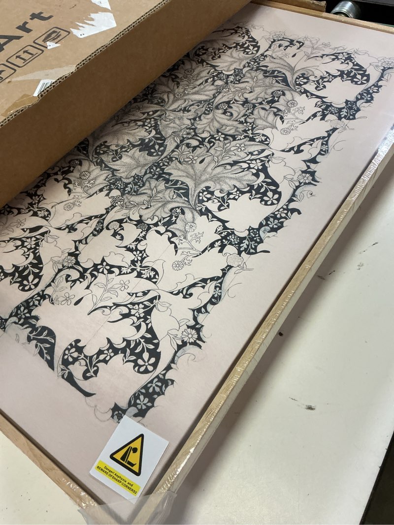 Condition photo showing Good Condition for framed william morris canvas wall art for living room, set of 3 large neutral floral botanical prints, vintage rustic boho pictures for bedroom hallway office, 16x24 inch 16"w x 24" h x 3pcs neutral floral