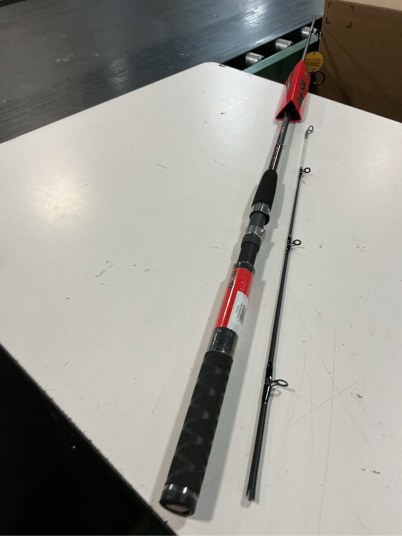 Condition photo showing Good Condition for ugly stik 6’6” gx2 spinning rod, three piece spinning rod, 6-15lb line rating, medium rod power, moderate fast action, 1/8-5/8 oz. lure rating