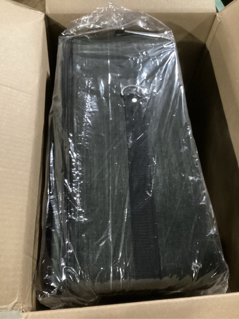 Condition photo showing New/Like New for extra large wig travel box with top handle, shoulder strap & double zipper, carrying case with removable head-holding base - (denim black) by adolfo design