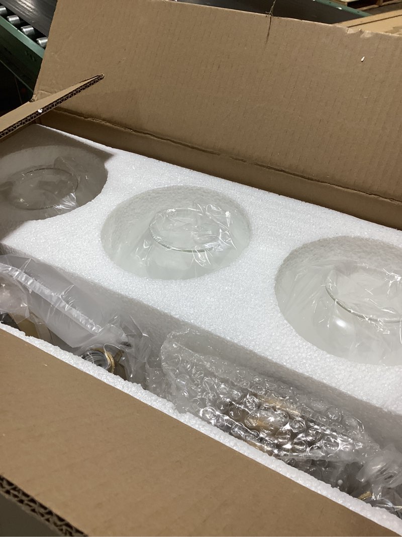 Phansthy 3-Light Wall Sconces Antique Brass Vanity Light, Industrial Wall Lamps with On Off Switch and Clear Glass Lampshade, Vintage Wall Lighting for Bathroom Living Room (Antique, Globe Shade) Antique Globe Shade