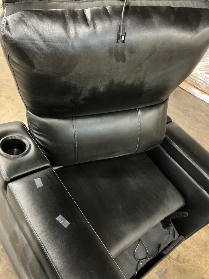 Condition photo showing As Is for valencia piacenza 2025 power headrest home theater seat - premium italian leather recliner with cooling gel memory foam, motorized headrest, usb charging & led lights