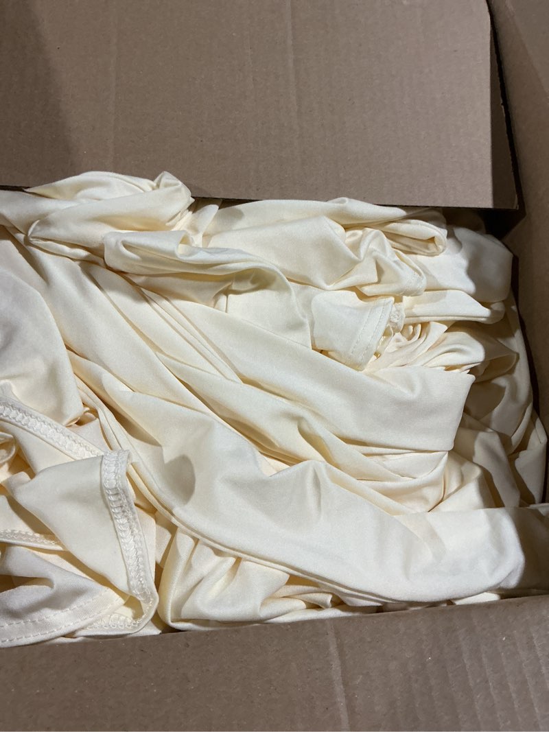 Condition photo showing As Is for Spandex Fitted Wedding Arch Cover Set of 3 Beige Arch Backdrop Cover, Round Top Chiara Backdrop Stand Covers for Wedding Birthday Party Baby Shower Banquet Arch Decoration (Beige, 6FT,6.6FT,7.2FT) 6FT, 6.6FT, 7.2FT Beige