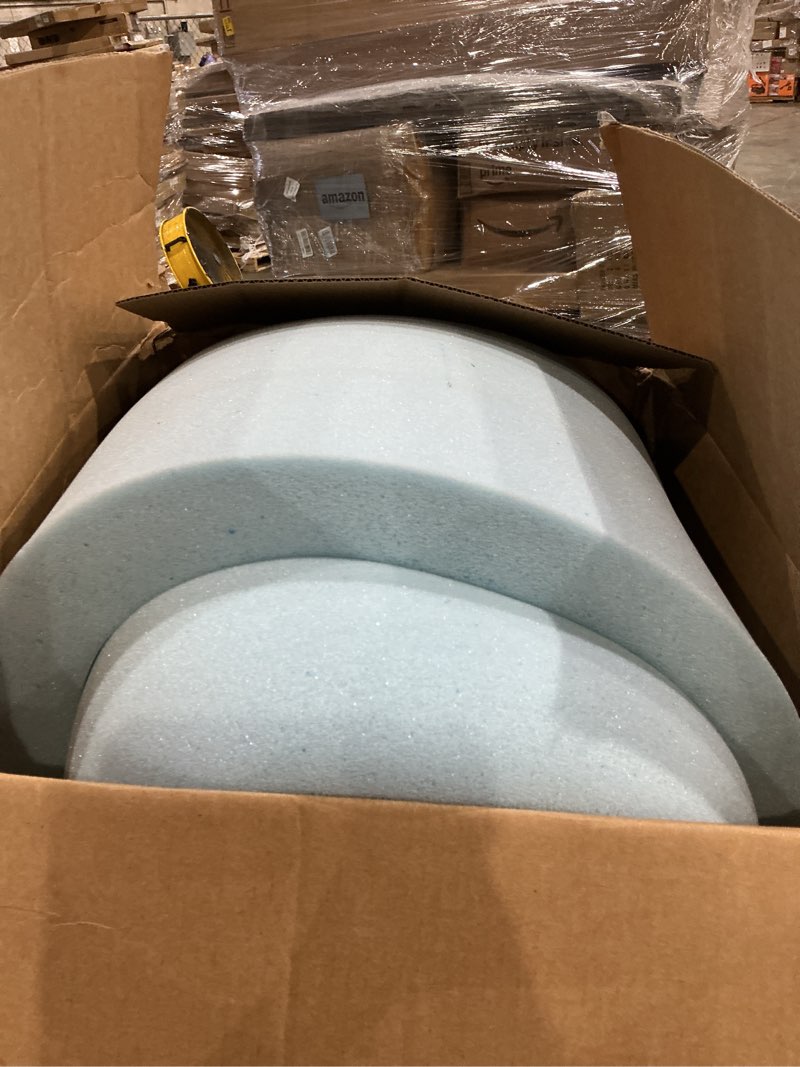 Condition photo showing As Is for zinus 3 inch green tea cooling gel memory foam mattress topper, smaller, more convenient wonderbox packaging, cooling gel foam, certipur-us certified, queen blue queen 3" new small box