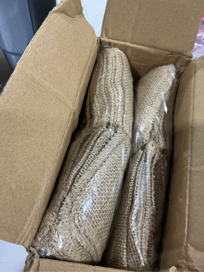 Condition photo showing Good Condition for 50 pcs burlap utensil holder pouch set - 4 x 8.8 inch natural jute cutlery pouch for wedding party decor, reusable silverware bags with deep pockets for knives forks spoons