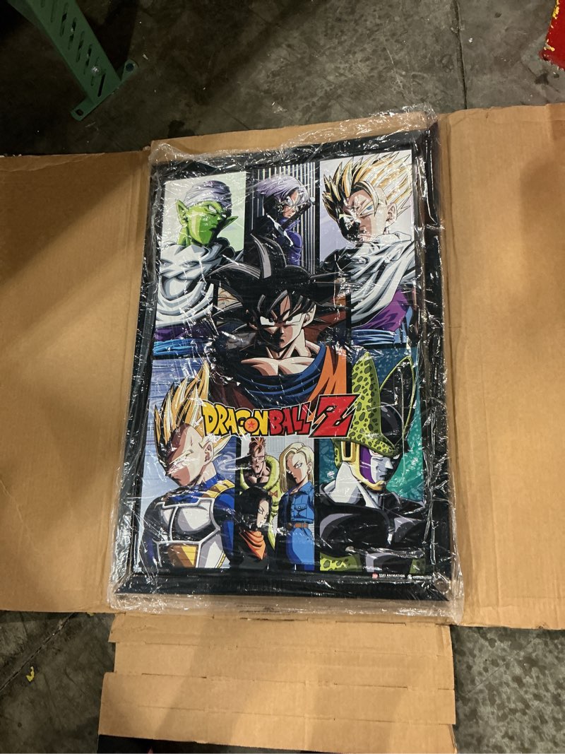 Condition photo showing As Is for dragon ball z - grid wall poster, 34l" x 22.4w", black framed version black framed version 34"l x 22.4"w