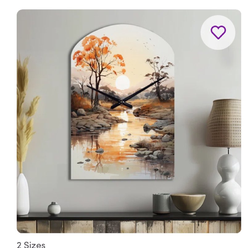 Orange Grey African Valley - Arch Shape Unique Africa Wall Clock Size: Medium
