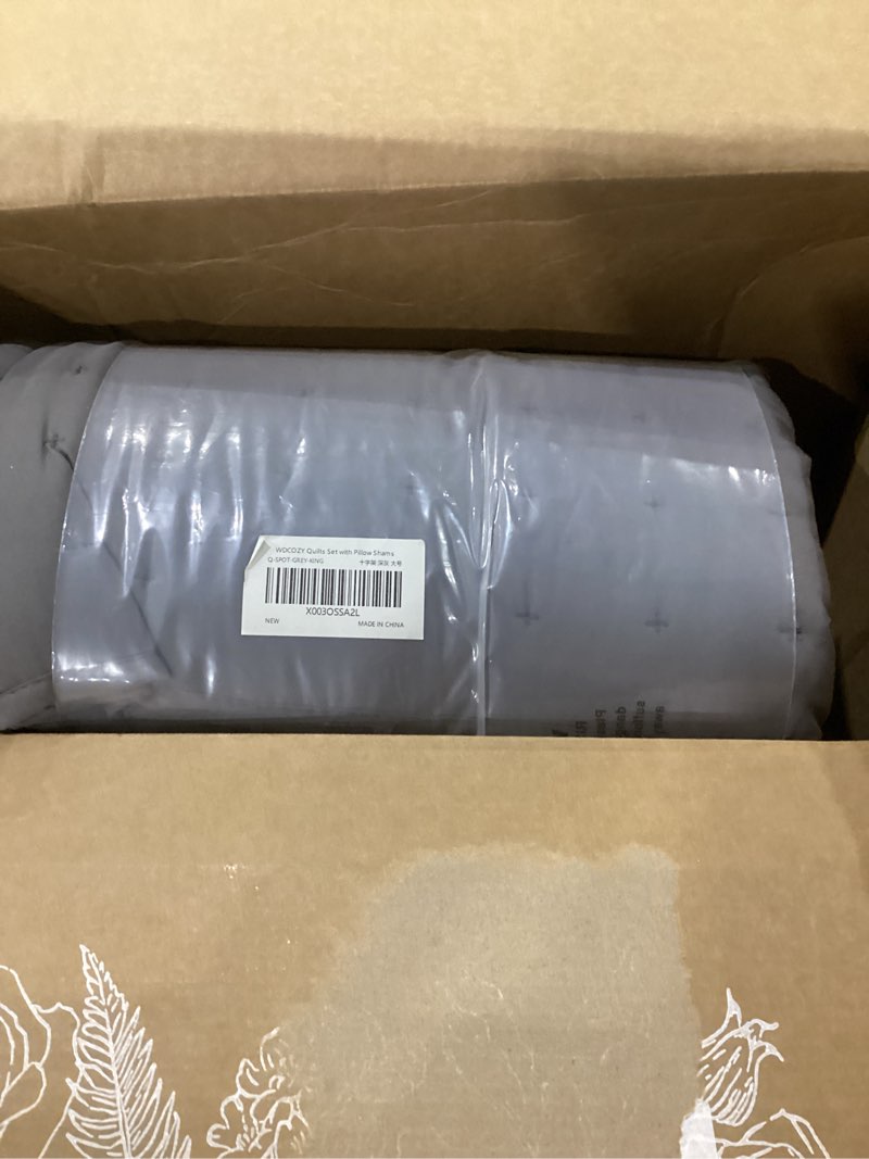 Condition photo showing Good Condition for wdcozy dark grey king size quilt bedding sets with pillow shams, deep lightweight bedspread coverlet, quilted blanket thin comforter bed cover, all season summer spring, 3 pieces, 104x90 inches