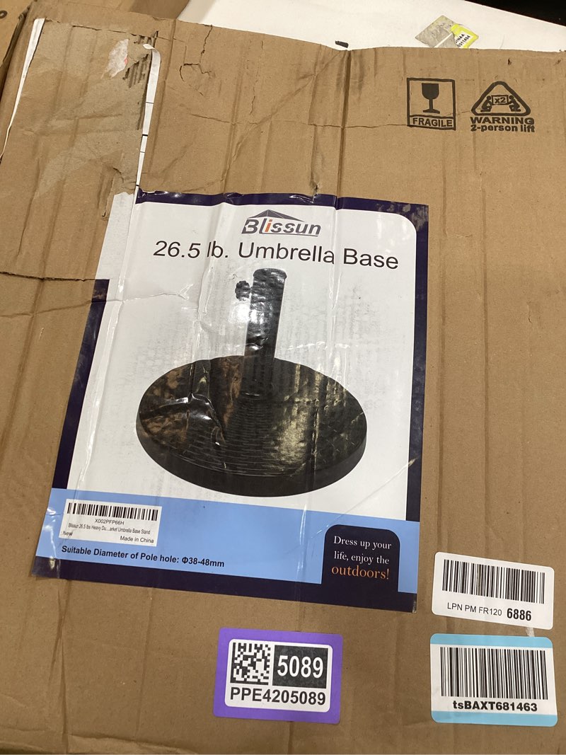 Condition photo showing Good Condition for blissun 26.5 lbs heavy duty patio market umbrella base stand